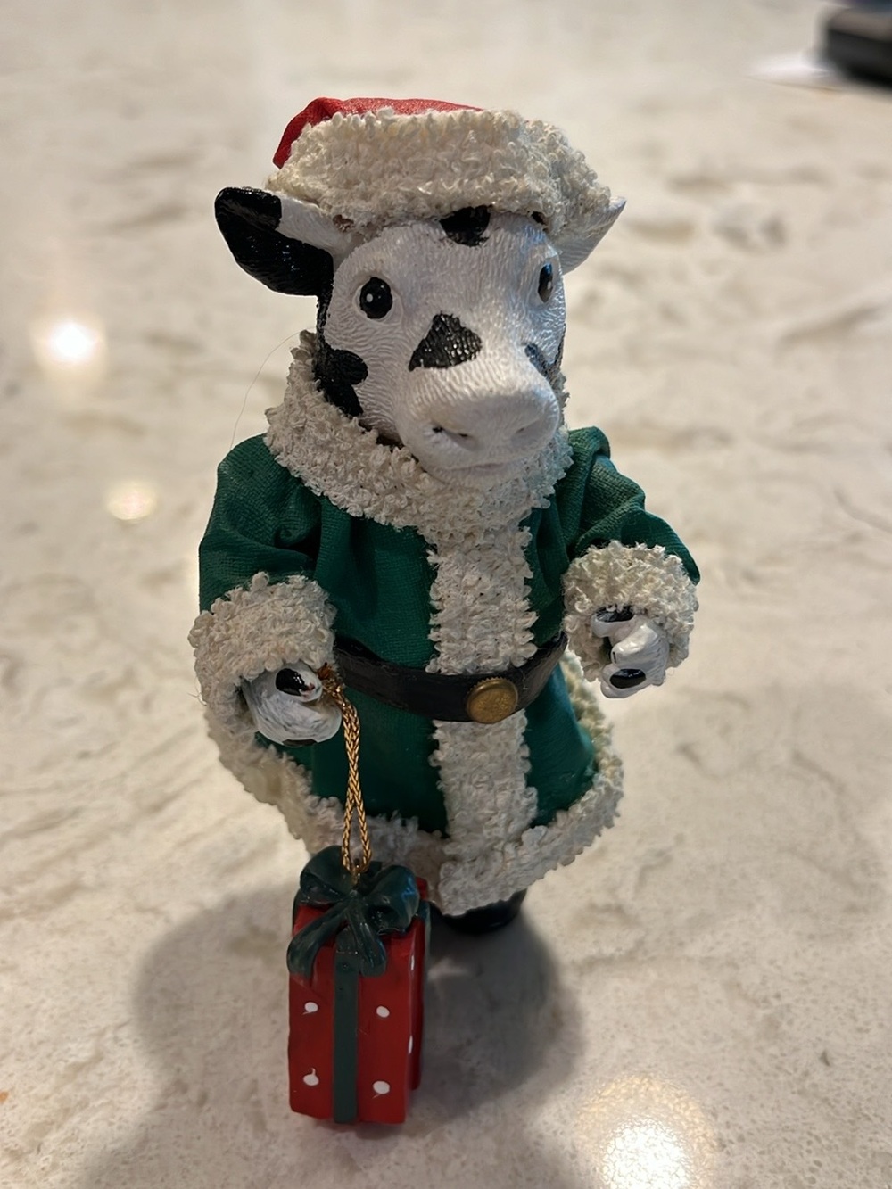 Christmas Cow Figurine